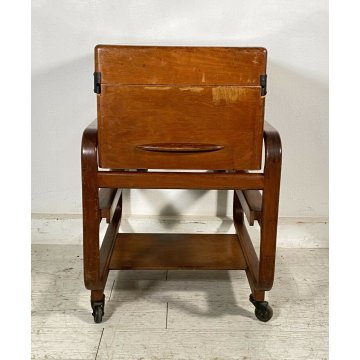 ANTICO CARRELLO UFFICIO ARCHIVIO ANNI 50 DESIGN MID CENTURY LEGNO FAGGIO 