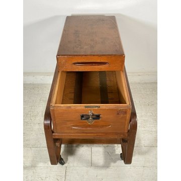 ANTICO CARRELLO UFFICIO ARCHIVIO ANNI 50 DESIGN MID CENTURY LEGNO FAGGIO 