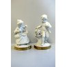 COPPIA FIGURA CERAMICA Bisquit Unter Weiss Bach DAMA CAVALIERE GERMANY EPOCA 900