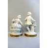 COPPIA FIGURA CERAMICA Bisquit Unter Weiss Bach DAMA CAVALIERE GERMANY EPOCA 900