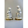 COPPIA FIGURA CERAMICA Bisquit Unter Weiss Bach DAMA CAVALIERE GERMANY EPOCA 900