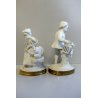 COPPIA FIGURA CERAMICA Bisquit Unter Weiss Bach DAMA CAVALIERE GERMANY EPOCA 900