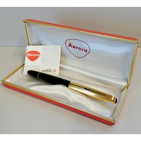 ANTICA PENNA STILOGRAFICA Aurora 88 P NERO TAPPO ORO STILO OLD GOLD FOUNTAIN PEN