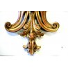 COPPIA ANTICA APPLIQUE LAMPADA PARETE 4 LUMI LEGNO ACANTO ROSSO ORO Primo '900