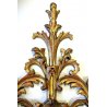 COPPIA ANTICA APPLIQUE LAMPADA PARETE 4 LUMI LEGNO ACANTO ROSSO ORO Primo '900