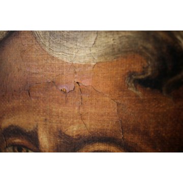 GRANDE DIPINTO OLIO TELA Sacra Famiglia Giovanni Battista ECCE AGNUS DEI '700