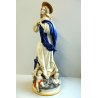 ANTICA SCULTURA CERAMICA BISCUIT MADONNA IMMACOLATA NUVOLE MEZZALUNA PUTTI '900