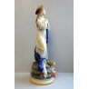 ANTICA SCULTURA CERAMICA BISCUIT MADONNA IMMACOLATA NUVOLE MEZZALUNA PUTTI '900