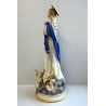 ANTICA SCULTURA CERAMICA BISCUIT MADONNA IMMACOLATA NUVOLE MEZZALUNA PUTTI '900