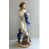 ANTICA SCULTURA CERAMICA BISCUIT MADONNA IMMACOLATA NUVOLE MEZZALUNA PUTTI '900