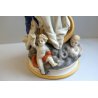 ANTICA SCULTURA CERAMICA BISCUIT MADONNA IMMACOLATA NUVOLE MEZZALUNA PUTTI '900