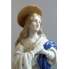 ANTICA SCULTURA CERAMICA BISCUIT MADONNA IMMACOLATA NUVOLE MEZZALUNA PUTTI '900