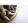 ANTICA SCULTURA CERAMICA BISCUIT MADONNA IMMACOLATA NUVOLE MEZZALUNA PUTTI '900