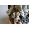 ANTICA SCULTURA CERAMICA BISCUIT MADONNA IMMACOLATA NUVOLE MEZZALUNA PUTTI '900