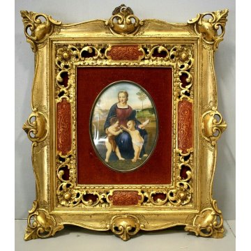 ANTICO QUADRO RIPROD. Madonna del Cardellino Raffaello RELIGIOSO MATERNITA' '900