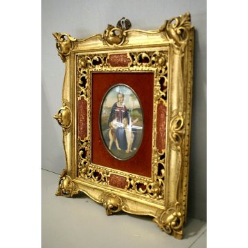 ANTICO QUADRO RIPROD. Madonna del Cardellino Raffaello RELIGIOSO MATERNITA' '900