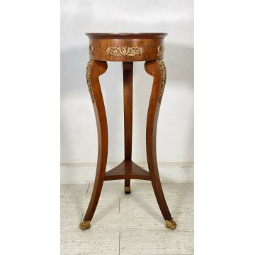 ANTICO TAVOLINO GUERIDON IMPERO LEGNO MOGANO IMPIALLACCIATO DECORI BRONZO TAVOLO