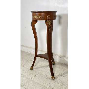 ANTICO TAVOLINO GUERIDON IMPERO LEGNO MOGANO IMPIALLACCIATO DECORI BRONZO TAVOLO