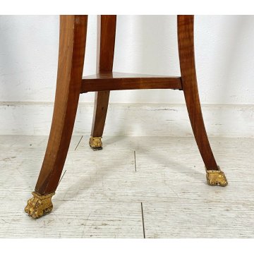 ANTICO TAVOLINO GUERIDON IMPERO LEGNO MOGANO IMPIALLACCIATO DECORI BRONZO TAVOLO