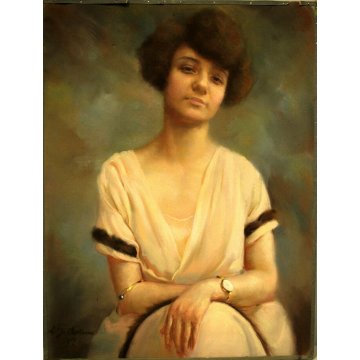 ANTICO DIPINTO PASTELLO CARTA TELA A. Beltrami RITRATTO DONNA DAMA FIGURA 1972