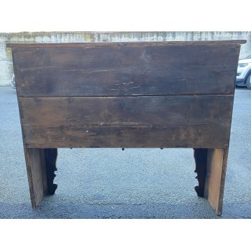 ANTICA CREDENZA RUSTICA DELLE VALLI PRIMISSIMI 1800 LEGNO LARICE GANCI PAIOLI 
