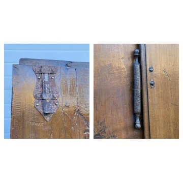 ANTICO GRANDE ARMADIO GUARDAROBA 1800 LEGNO CILIEGIO 2 ANTE CON FORMELLE OLD 