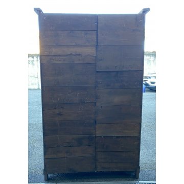 ANTICO GRANDE ARMADIO GUARDAROBA 1800 LEGNO CILIEGIO 2 ANTE CON FORMELLE OLD 