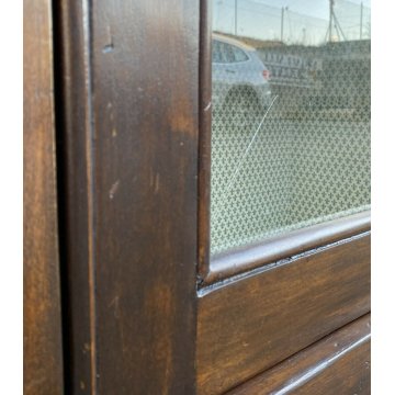 ANTICA ENORME VETRINA 1900 LIBRERIA 4 ANTE CREDENZA LEGNO DISPENSA FARMACIA OLD