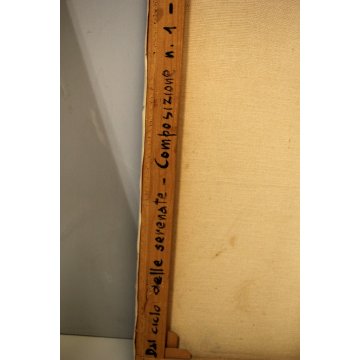ANTICO DIPINTO OLIO TELA Guido De Bonis Composizione n°1 SUONATORE AMBULANTE '58