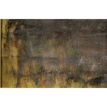 ANTICO QUADRO OLIO Augusto Serasi PAESAGGIO LAGO MAGGIORE LESA IMBARCADERO '900 