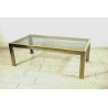 TAVOLO VINTAGE DESIGN 70s VETRO ACCIAIO CROMATO OTTONE OCCASIONAL LOW TABLE 
