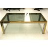 TAVOLO VINTAGE DESIGN 70s VETRO ACCIAIO CROMATO OTTONE OCCASIONAL LOW TABLE 