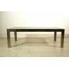 TAVOLO VINTAGE DESIGN 70s VETRO ACCIAIO CROMATO OTTONE OCCASIONAL LOW TABLE 