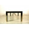 TAVOLO VINTAGE DESIGN 70s VETRO ACCIAIO CROMATO OTTONE OCCASIONAL LOW TABLE 