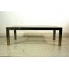 TAVOLO VINTAGE DESIGN 70s VETRO ACCIAIO CROMATO OTTONE OCCASIONAL LOW TABLE 
