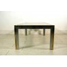 TAVOLO VINTAGE DESIGN 70s VETRO ACCIAIO CROMATO OTTONE OCCASIONAL LOW TABLE 