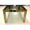 TAVOLO VINTAGE DESIGN 70s VETRO ACCIAIO CROMATO OTTONE OCCASIONAL LOW TABLE 