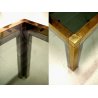 TAVOLO VINTAGE DESIGN 70s VETRO ACCIAIO CROMATO OTTONE OCCASIONAL LOW TABLE 