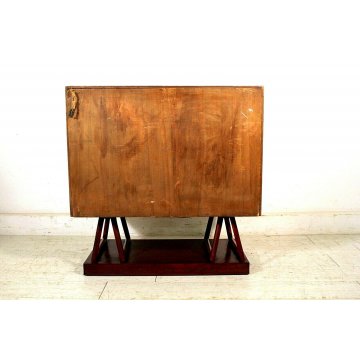 MOBILE BAR Midcentury INTERNO ILLUMINATO SPECCHIETTI DECORO ESTERNO ACQUERELLI