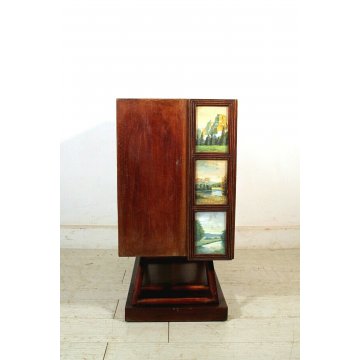 MOBILE BAR Midcentury INTERNO ILLUMINATO SPECCHIETTI DECORO ESTERNO ACQUERELLI