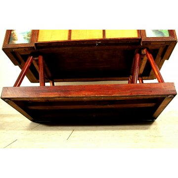 MOBILE BAR Midcentury INTERNO ILLUMINATO SPECCHIETTI DECORO ESTERNO ACQUERELLI