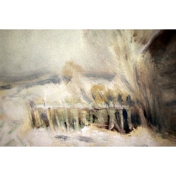 ANTICO QUADRO OLIO Ivan Karpoff PAESAGGIO CAMPAGNA LOMBARDA CARRO CAVALLO NEVE