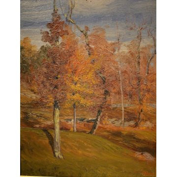 QUADRO OLIO TAVOLA C. Besana PAESAGGIO MONTANO AUTUNNO SELVA Malesco VAL VIGEZZO