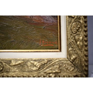 QUADRO OLIO TAVOLA C. Besana PAESAGGIO MONTANO AUTUNNO SELVA Malesco VAL VIGEZZO