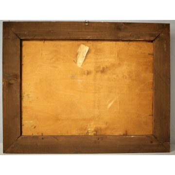 ANTICO QUADRO DIPINTO OLIO PAESAGGIO MONTAGNA LAGO CASALE MACCHIAIOLO CORNICE
