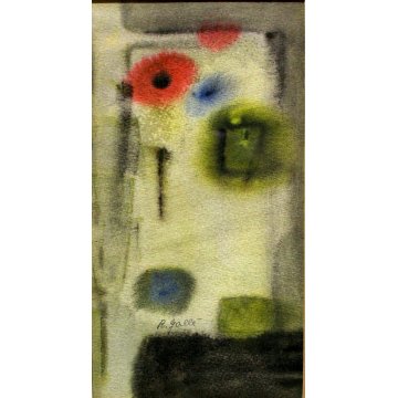 PICCOLO QUADRO DIPINTO Rita Gallé ACQUERELLO ASTRATTO WATERCOLOR on PAPER '900