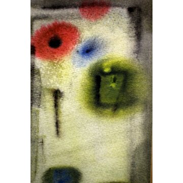 PICCOLO QUADRO DIPINTO Rita Gallé ACQUERELLO ASTRATTO WATERCOLOR on PAPER '900
