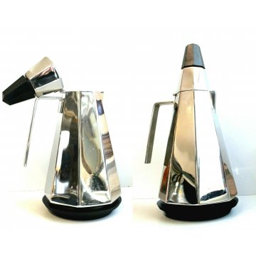 CAFFETTIERA ACCIAIO F.lli Calderoni Piramide OTTAGONALE VINTAGE DESIGN ANNI '60