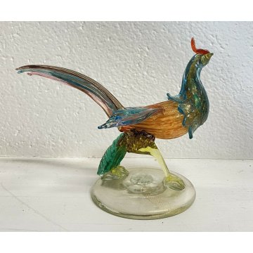 ANTICA SCULTURA FAGIANO ATTR. SEGUSO ANNI 80 VETRO MURANO VINTAGE ART GLASS