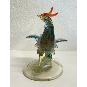 ANTICA SCULTURA FAGIANO ATTR. SEGUSO ANNI 80 VETRO MURANO VINTAGE ART GLASS